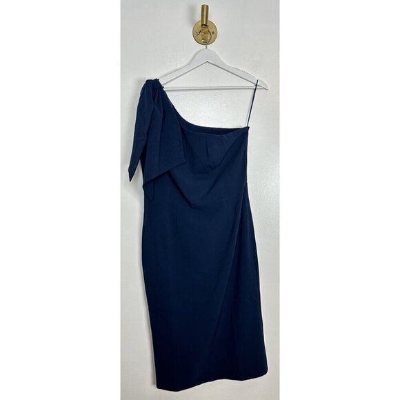 DRESS THE POPULATION Tiffany One-Shoulder Midi Dress in Midnight Size X-Large - Picture 5 of 12